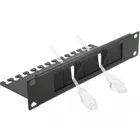 66483 - 10" Cable Management Brush Strip with Cable Support Plate 1U black