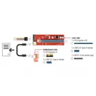 41423 - Riser Karte PCI Express x1 > x16 mit 60 cm USB Kabel, Stromkabel SATA zu Molex