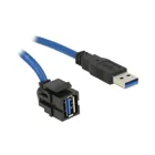 86375 - Keystone Modul - USB 3.0 A Buchse 250° > USB 3.0 A Stecker mit Kabel, schwarz