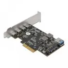 90059 - PCI Express x4 card to 4 x USB Type-C + 1 x USB Type-A - Low Profile form factor port