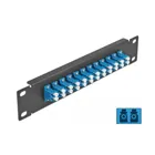 10 inch fibre optic patch panel 12 port LC duplex blue 1 U black
