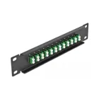 10 inch fibre optic patch panel 12 port LC duplex green 1 U black