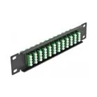10″ fibre optic patch panel 12 port LC Quad green 1 U black
