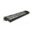 66921 - 19″ Keystone Patch Panel 24 Port with Cable Mounting Rail 1 U black