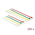 18628 - Cable ties coloured L 100 x W 2.5 mm + L 200 x W 3.6 mm 200 pieces