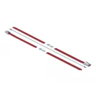 Stainless steel cable tie L 500 x W 4.6 mm, red, 10 pcs.