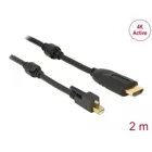 83730 - Kabel mini DisplayPort 1.2 Stecker mit Schraube > HDMI Stecker 4K Aktiv schwarz, 2 m