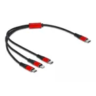 USB Charging Cable 3 in 1 USB Type-C™ to Lightning™ / Micro USB / USB Type-C™ 30 cm black / red