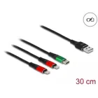 USB Ladekabel 3 in 1 Typ-A zu 2 x Lightning™ / USB Type-C™ 30 cm