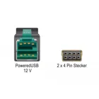 PoweredUSB Cable Plug 12 V &gt;2 x 4 Pin Plug 3 m for POS Printers and Terminals