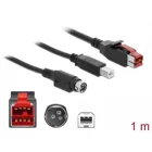 PoweredUSB Cable Plug 24V &gt;USB Type-B Plug + Hosiden Mini-DIN 3 Pin Plug 1m