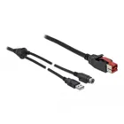 PoweredUSB Plug 24V to USB Type-A Plug+Mini-DIN 3Pin Plug, 1m