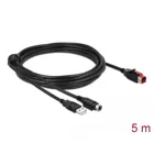 Delock PoweredUSB Cable Plug 24 V to USB Type-A Plug + Mini-DIN 3 Pin Plug 5m