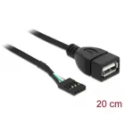 Kabel USB Pin Header Buchse > USB 2.0 Typ-A Buchse 20 cm