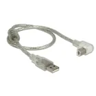 84811 - USB 2.0 type-A plug to USB 2.0 type-B plug angled, 0.5 m, transparent