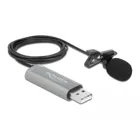 USB Tie Lavalier Microphone Omnid. 24 Bit / 192 kHz with clip and 3.5 mm