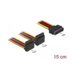 60170 - Kabel SATA 15 Pin Strom Stecker > 2x SATA 15 Pin Strom Buchse oben 15 cm