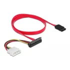 86078 - Kabel SATA 7 Pin Buchse + Molex 4 Pin Strom Stecker zu SATA 22 Pin Buchse gewinkelt 50 cm