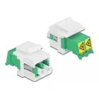 86833 - Keystone module LC duplex socket to LC duplex socket with laser protection flap, white/green