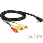 84504 - Kabel Klinke 3,5 mm 4 Pin Stecker gewinkelt zu 3 x Cinchstecker 1,5 m