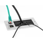 66896 - Cable entry with brush and 2x RJ45 keystone module Cat. 6 aluminium