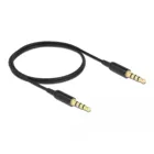 66075 - Jack cable 3.5 mm 4 pin plug to plug Ultra Slim 0.5 m black