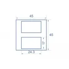 81401 - Easy 45 Module cover 2 x rectangular cut-out 17 x 24.3 mm, 45 x 45 mm 5 pcs.