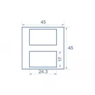 81390 - Easy 45 module cover 2 x rectangular cut-out 17 x 24.3 mm, 45 x 45 mm 5 pcs.