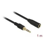 85576 - Jack extension cable 3.5 mm 3 pin plug to socket 1 m black