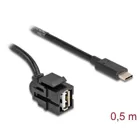88056 - Keystone Modul USB 2.0 A Buchse zu USB Type-C Stecker 250° mit Kabel 0,5
