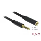 85795 - Verlängerungskabel Klinke 4,4 mm 5 Pin Stecker zu Buchse 0,5 m schwarz