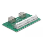 67014 - RJ50 2 x socket to 2 x terminal block with push-button for top-hat rail