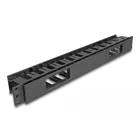 67021 - 19" cable management marshalling panel with 2 openings 1 U black plastic