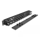 67021 - 19" cable management marshalling panel with 2 openings 1 U black plastic
