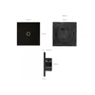 MCE710 - Maclean Touch-Lichtschalter, einzeln, Stufe, Kreuz, Glas, schwarz mit runder Hintergrundbeleuchtung. Taste, 86x86mm
