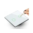 MCE717 - Maclean touch light switch, double, SMART, Tuya APP, glass, white with square backlight. button, 86x86mm