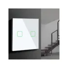 MCE712 - Maclean Touch-Lichtschalter, doppelt, Treppe, Kreuzglas, weiß mit quadratischer Hintergrundbeleuchtung. Knopf, 86x86mm