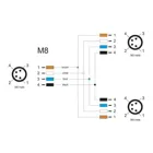 60574 - M8 T-Splitter A-kodiert 4 Pin 1 x Stecker zu 2 x Stecker Parallelschaltung